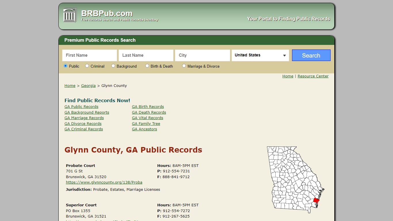 Glynn County Public Records | Search Georgia Government Databases - BRB Pub